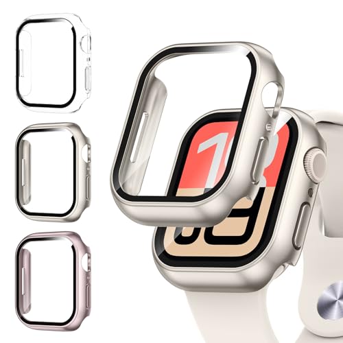 Kamita [3Pièces] Coque pour Apple Watch Série SE 3/SE 2/SE/6/5/4 40mm, Étui de Protection avec Protecteur d'écran en Verre Trempé, PC Bumper Case Antichoc...