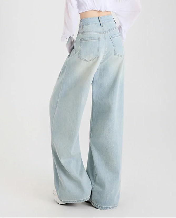Women's High Waist Wide Leg Jeans Straight Comfortable Retro Casual Jeans2