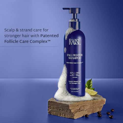 Image of Raise Fall Fighter Anti Hair Fall Shampoo | Reduces Hair Loss by 67% in 6 Weeks | Enriched with Ceramides & Patented Follicle Care Complex | Fuller, Thicker Hair | SLS & Paraben Free | 280 ml
