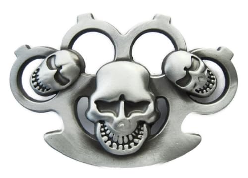 hotrodspirit - boucle de ceinture poing americain crane alu gris tete de mort
