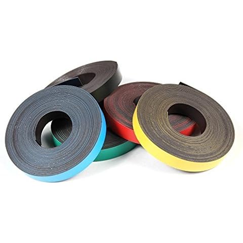 Coloured Magnetic Gridding Tape, Marking Tape, Label Magnets 0,85mm x 40mm x 5m - for Marking and Labeling, Quickly Removable, Color:White Cover