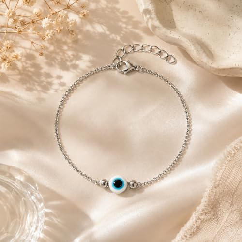 Image of High Trendz Evil Eye Anklet for Women & Girls | Silver Plated Nazar Charm Anklet | Adjustable Minimal Foot Jewellery | Gift for Birthday, Rakhi, Valentine