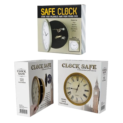Boîte de rangement discrète pour objets de valeur, montre murale à compartiments secrets - 4