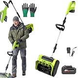 Faltbar Schneeschaufel Akku, Schneeschieber Elektrisch, Arbeitsbreite 24 cm, max. Schneehöhe 14 cm, mit 4,0 Ah Akku, Keine Kabel, kein Ärger, Leicht für Terrasse und Auffahrt (1 Batterie)