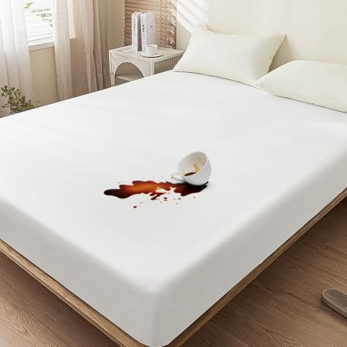 Full Size Waterproof Mattress Protector Pad Cover, White Fitted Sheet Style
