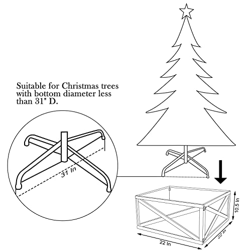 Blissun Natural Wooden Tree Collar, Christmas Tree Collar Box, Farmhouse Rustic Tree Skirt, Xmas Tree Stand Base Cover For Christmas Trees Decoration, 22" #TOP6