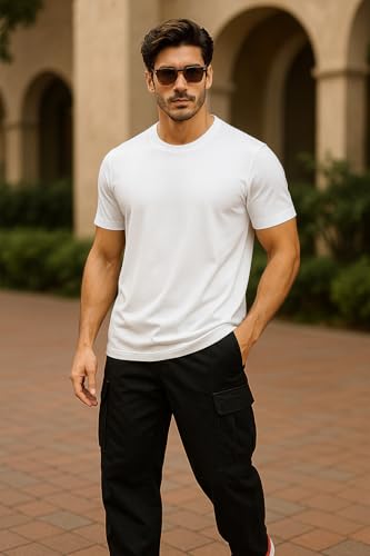 Image of JUARI BE A GENTLEMAN Men's Polycotton Printed T-Shirt | Stylish Round Neck Half Sleeve Casual Tee for Men | Comfortable & Breathable T-Shirt for Office, Travel, Gym & Outdoor Use Pack of 2