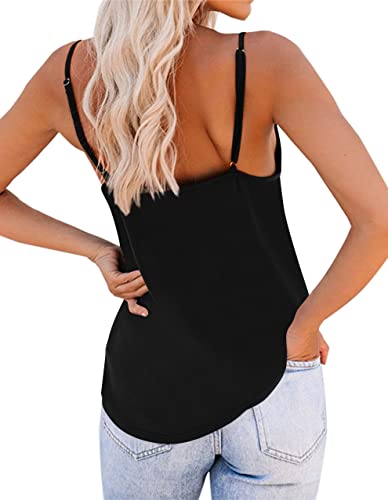 OMSJ Women's Spaghetti Strap Tank Tops V Neck Sleeveless Summer Loose Fit Shirts2