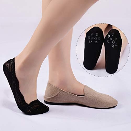 Cafurty 5 Pairs Lace No Show Socks Women No Show Liner Socks Low Cut