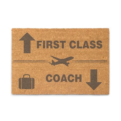 Donkey Tees Airline Humor Floor Door Mat - First Class This Way Coach This Way
