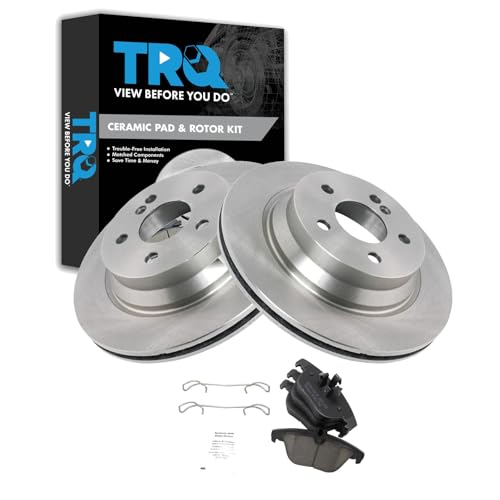 Image of TRQ Rear Brake Pad and Rotor Set Ceramic Compatible with 2010-2014 Mercedes-Benz E350 2015 E400 2013-2015 GLK250 2010-2015 GLK350