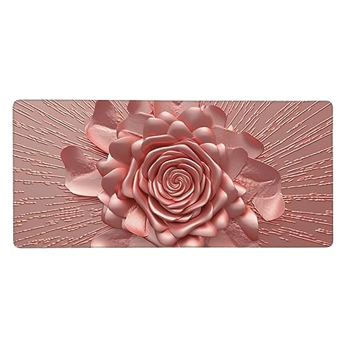 Tapis de souris de jeu rose doré 90 cm en caoutchouc et bords cousus