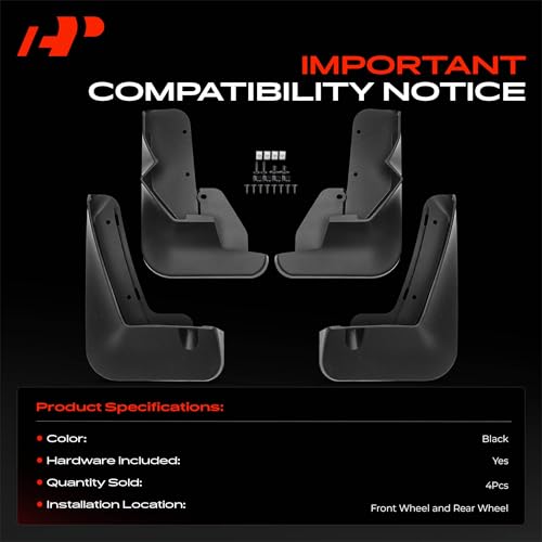 Image of A-Premium Mud Flaps, No Drilling Required Splash Guards with Accessories | Compatible with Nissan ARIYA 2023-2024 Sport Utility, Set of 4 Front and Rear