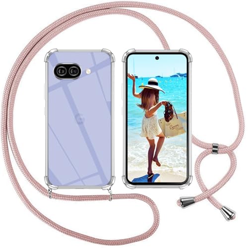 Coiwxmoi Cover per Google Pixel 9 con Cordino 6.3,Trasparente Custodia con Laccio Tracolla Corda Catena Cinghia,Ultra Morbido Silicone TPU Antiurto Case per Google 9, Nero