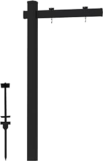 FENCETECH Vinyl PVC Real Estate Sign Post 6' Tall, Realtor Yard Sign Post, 47" Arm Holds Up to 36" Sign - Black (No Sign)