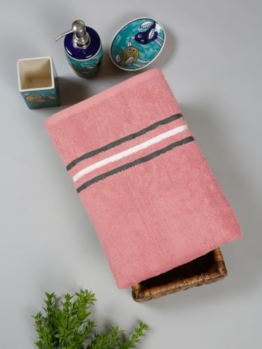 Image of Cortina 480 GSM Ultra Soft, Super Absorbent, Antibacterial Treatment, 100% Cotton Large Bath Towel, 70 cms x 140 cms (Blue /Pink, Set of 2)