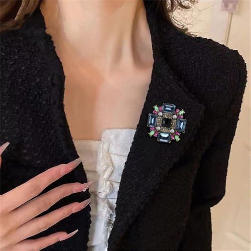 Image of Baroque Rhinestone Brooch Pin for Women Men Vintage Rectangle Crystal Round Ball Victorian Art Deco Brooches Lapel Pins Elegant Dress Accessories Wedding Birthday Jewelry Corsage