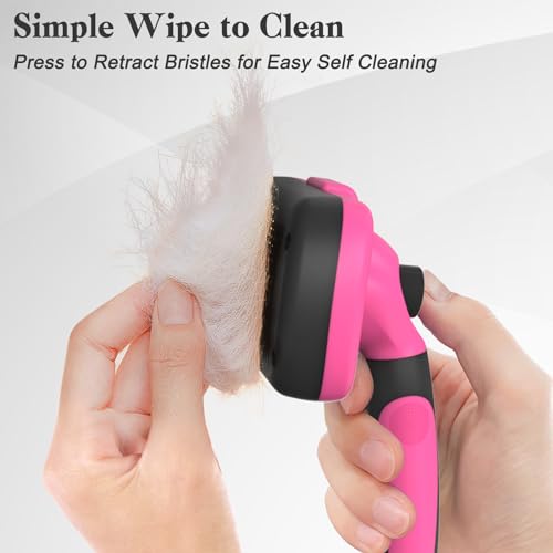 image for Swihauk Self Cleaning Slicker Brush for Dogs & Cats - Skin Friendly Gr
