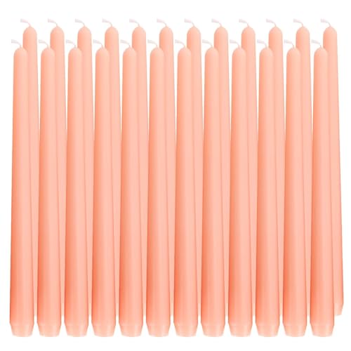SOFT BREEZE 24 Pack Unscented Tall Taper Candles - 4/5X10 Inch, Dripless, Unscented Dinner Candle - 10 Hours Burn Time -Pink Colors