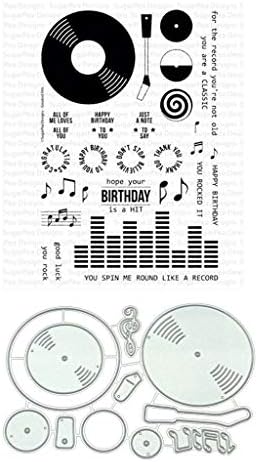 Music Note Pattern Transparent Rubber Stamp Metal Cutting Dies and Clear Silicone Stamp Set Dies Cut Dies for DIY Scrapbooking Embossing Album Photo Paper Card Making Arts Crafts Supplies
