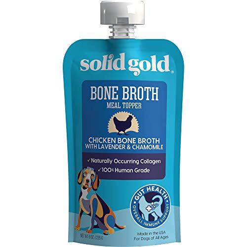Image of Solid Gold Chicken Bone Broth for Dogs - Grain Free Dog Food Topper Rich in Collagen and Superfoods - Nutrient Dense Dog Gravy Topper for Dry Food - Promotes Gut Health and Hydration - Single
