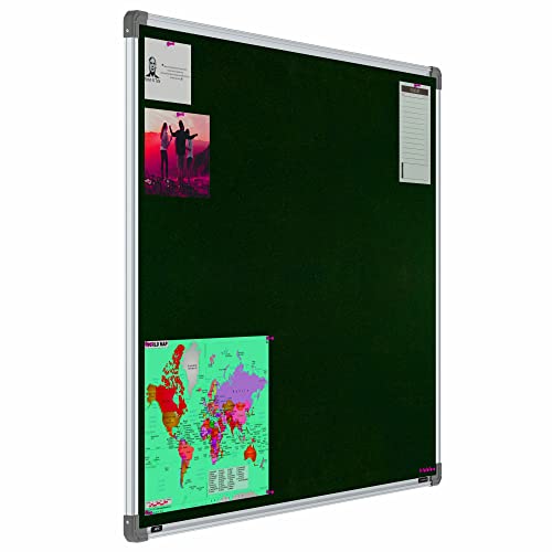 Image of Scholar Art Metis 3x4 Feet Fabric Pin-up Display Board for Study Table & Kids Room | High Strength Velvet Cloth + High Density Soft Board for Pinning Photos, Sticky Notes & Reminders (Dark Green)