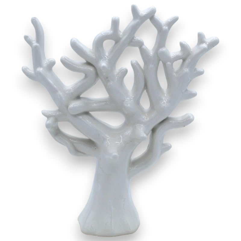 Rama de coral de cerámica de Caltagirone blanca Sicilia Bedda de 20 cm