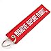 Rotary13B1 - Remove Before Flight Key Chain - 5 Pack - Jet Tag Keychain - Size: 1 inch x 5 inches - Color: Red with White Embroidery