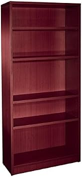 Offices To Go Four Shelf Bookcase Dimensions 32" W X 14" D X 72" H One Fixed Shelf, Three Adjustable Shelves - American Mahogany