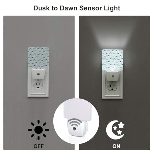 Image of Cute Cartoon Night Light 2-Pack, Auto Sensor LED Plug-in Emergency Nightlights Set of 2 for Bedroom Kitchen Bathroom Toilet