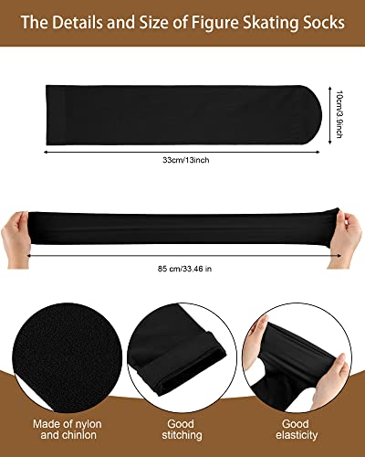 12 Pairs Ice Skating Socks High Tights Women's Ice Skating Tights Skating Nylon Socks Figure Footed Skate Socks For Girls Kids Black, Nude #TOP1