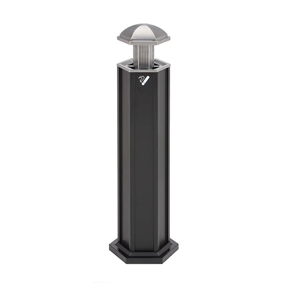 OWOHYG Ashtray Trash Can Floor Standing Can Be Fixed Stainless Steel Ash Pillar For Outdoor Hotel Public Outdoor Ashtrays For Cigarettes.Black