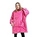 AOSEE Surdimensionné à Capuche Blanket Sweatshirt pour Enfants,Couverture de Télévision Chaude et Confortable Super Douce,Sweat-Shirt à Grande Capuche à Grande Poche,Hiver (Rose)