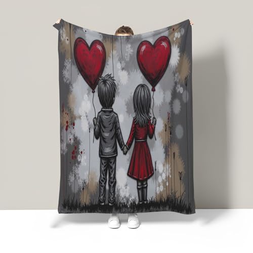 JSCWDET Kuscheldecke Flauschig Decke Flanell Fleecedecke 70 × 100 cm Sofadecke Tagesdecke Blanket 3D Rote Herzförmige Luftballons Weich Deckeldecke Wohndecke Für Bett Sofa Schlafzimmer Büro