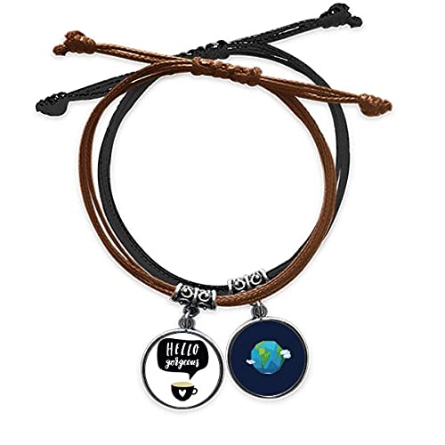 Pulsera Hola Preciosa cadena de mano en cuero tierra un detalle artesanal único