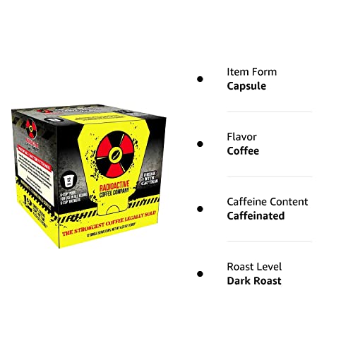 Radioactive Coffee, The Strongest Coffee Legally Sold, Single Serve Capsules For Keurig K-Cup Brewers, 12 Count #TOP6