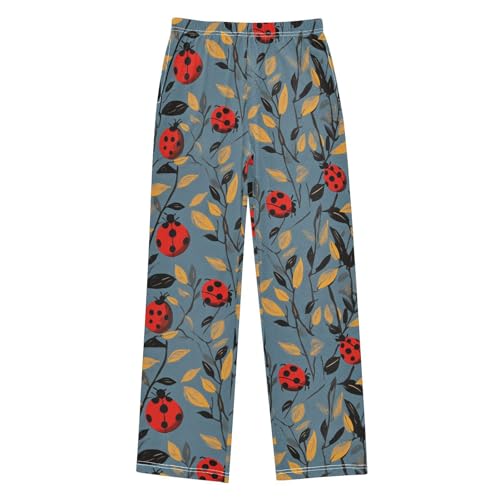 Boys' Pants Red Ladybug Yellow Leaves Blue Long Bottoms Jogger Pants Elastic Waist Trousers with Pockets S-XL