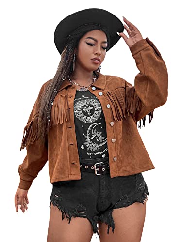 WDIRARA Women's Plus Size Fringe Trim Drop Shoulder...