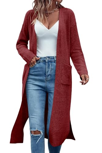 Image of Danedvi Long Cardigan Sweaters Women Trendy Open Front Coat with Pockets
