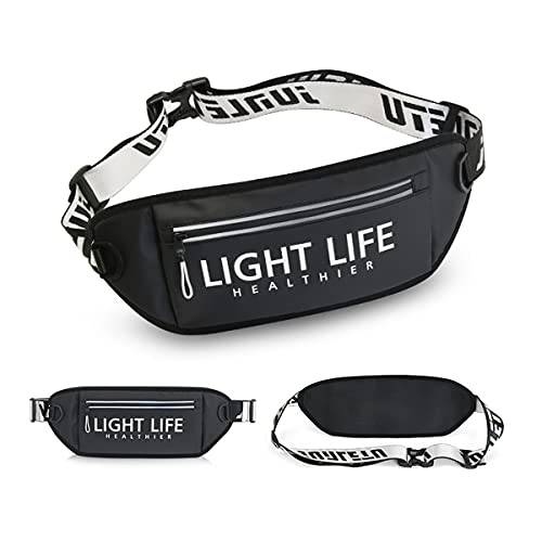 TMOM Ceinture de Course Sacs Bananes de Sport Sac Banane de Sport Réglable avec Bande Réfléchissante Convient Aux Activités de Plein Air(Noir) Cover