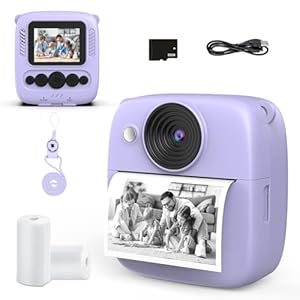Instant Print Camera for Kids,Christmas Birthday Gifts for Girls Boys,1080P Digital Video Instant Camera for Kids,2.0 Inch Screen Kids Instant Cameras(Purple)