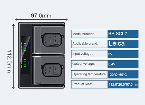 Chargeur de voyage USB double pour Leica BP-SCL7