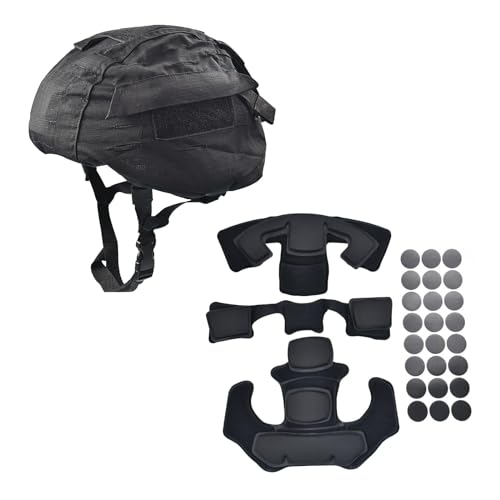 Hdlsina Internal Memory Foam Pads Set and Helmet Cloth/Helmet Cover The ACH/MICH Helmet One Size (Black)