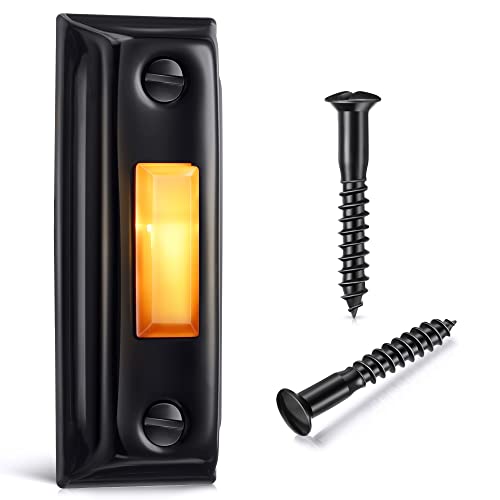 LED Lighted Doorbell Button, Upgraded Solid and Sleek Metal Wall Mounted Door Bell Push Buttons for Home, Universal Garage Door Opener Switch (Black)