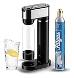 Máquina Manual Portátil de Gaseificar Água com Cilindro de CO2, Sistema de Carbonatação com Manômetro de Pressão, Preto e Prata