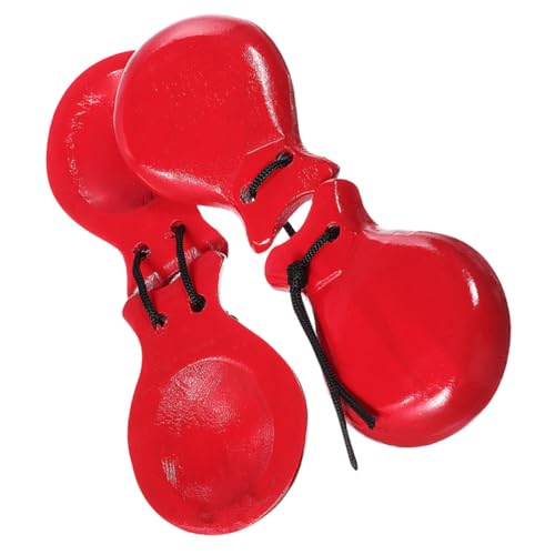 HANABASS Musical Castanets for Boys and Girls 2 Pack Wooden Shaker Instruments Early Music Education Toys for Wrist Strength