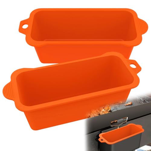 Drip Pans Upgrade 2 Pack Reusable Silicone Grease Cup Liners for Blackstone Griddle Grease Catcher Liner Grill Grease Tray Accessories (Orange)