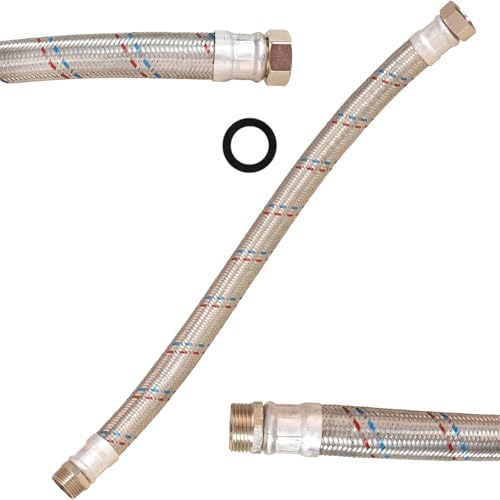 Tubo flessibile dritto 100 cm 1 pollice - per riscaldamento acqua - gomma EPDM - acciaio inox -...