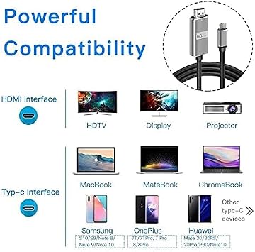 Daytona HC-01 Type-C to 4K Ultra Full HD HDMI USB-C Tak Çalıştır Macbookile ipadile telefon ile uyumlu Görüntü Aktarım Kablosu-1.8m