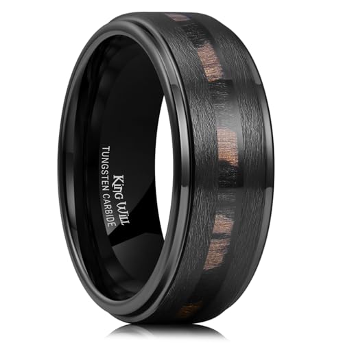King Will 8mm Black Tungsten Rings, Men's Wedding Rings Multicolor